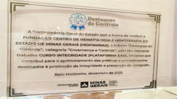 Curso Integridade da Fundação Hemominas recebe reconhecimento estadual